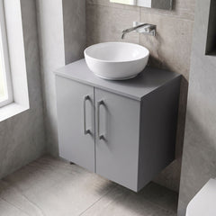 [BFLE2223W] Bramshall Contemporary 2 Door Wall Hung Vanity Unit with Worktop, 600mm, Choice of Colour