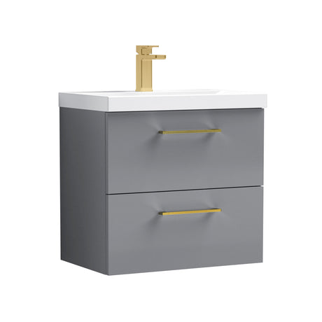 Bramshall Wall Hung 2 Drawer Vanity Unit with Mid-Edge Ceramic Basin - Choice of Colour, Handle Finish and Size