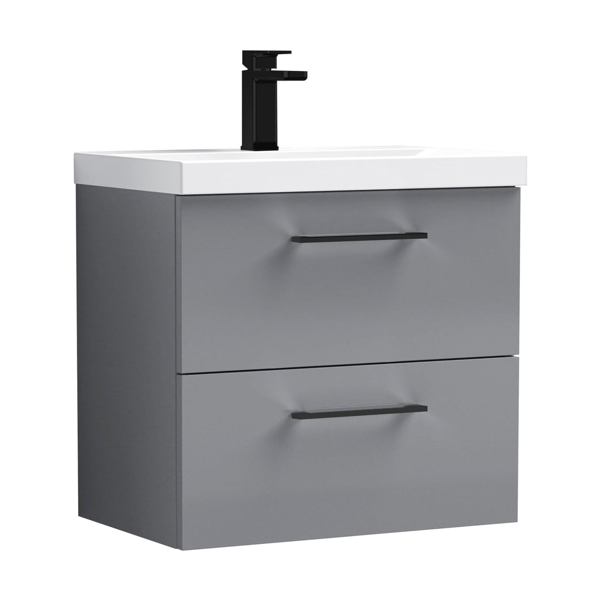 [BFLE2224AH018] Bramshall Wall Hung 2 Drawer Vanity Unit with Mid-Edge Ceramic Basin - Choice of Colour, Handle Finish and Size - Cutout
