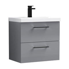 [BFLE2224AH018] Bramshall Wall Hung 2 Drawer Vanity Unit with Mid-Edge Ceramic Basin - Choice of Colour, Handle Finish and Size - Cutout