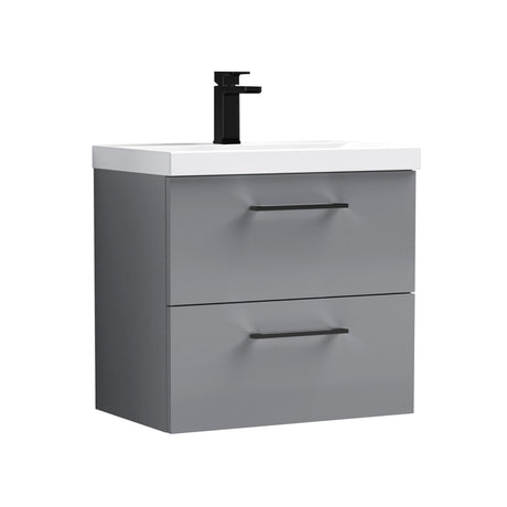 Bramshall Wall Hung 2 Drawer Vanity Unit with Mid-Edge Ceramic Basin - Choice of Colour, Handle Finish and Size