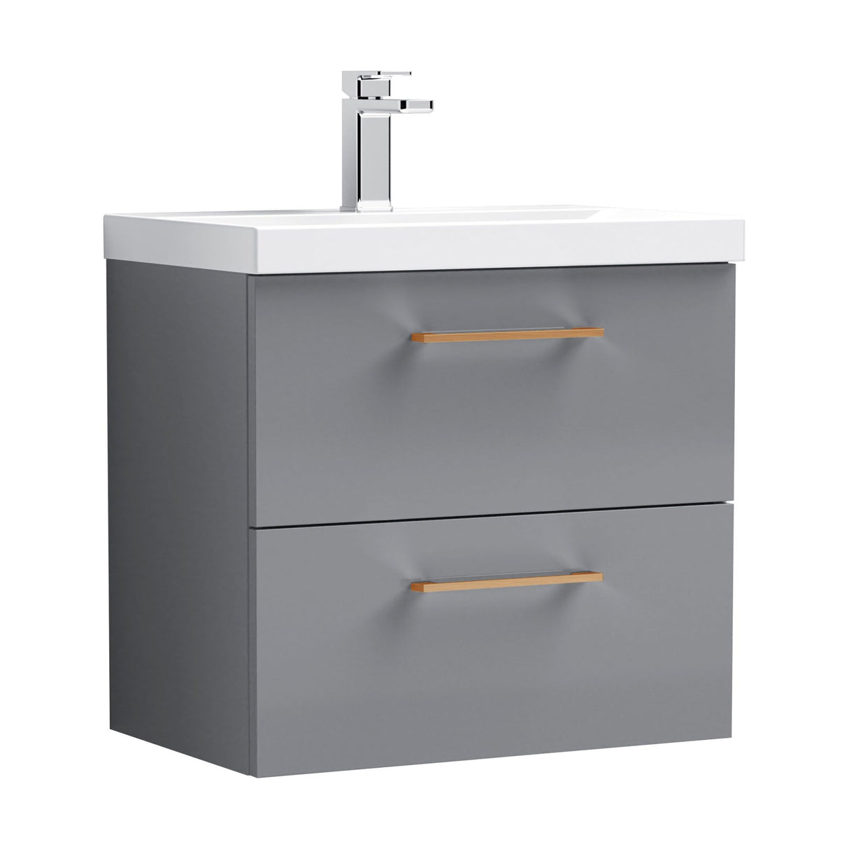[BFLE2224AH019] Bramshall Wall Hung 2 Drawer Vanity Unit with Mid-Edge Ceramic Basin - Choice of Colour, Handle Finish and Size - Cutout