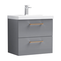 [BFLE2224AH019] Bramshall Wall Hung 2 Drawer Vanity Unit with Mid-Edge Ceramic Basin - Choice of Colour, Handle Finish and Size - Cutout