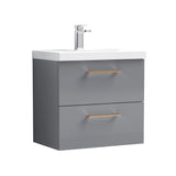 Wall Hung 2 Drawer Vanity Unit with Mid-Edge Ceramic Basin - Choice of Colour, Handle Finish and Size