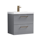 Wall Hung 2 Drawer Vanity Unit with Mid-Edge Ceramic Basin - Choice of Colour, Handle Finish and Size