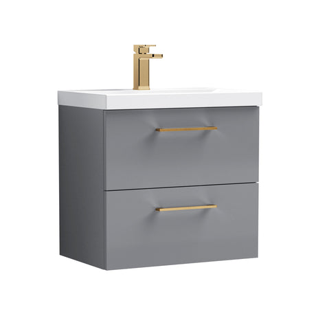 Bramshall Wall Hung 2 Drawer Vanity Unit with Mid-Edge Ceramic Basin - Choice of Colour, Handle Finish and Size