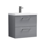 Wall Hung 2 Drawer Vanity Unit with Mid-Edge Ceramic Basin - Choice of Colour, Handle Finish and Size
