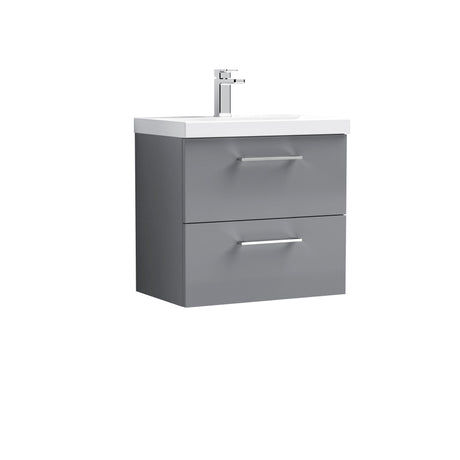 Bramshall Wall Hung 2 Drawer Vanity Unit with Mid-Edge Ceramic Basin - Choice of Colour, Handle Finish and Size