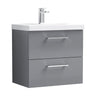 [BFLE2224A] Bramshall Wall Hung 2 Drawer Vanity Unit with Mid-Edge Ceramic Basin - Choice of Colour, Handle Finish and Size - Cutout