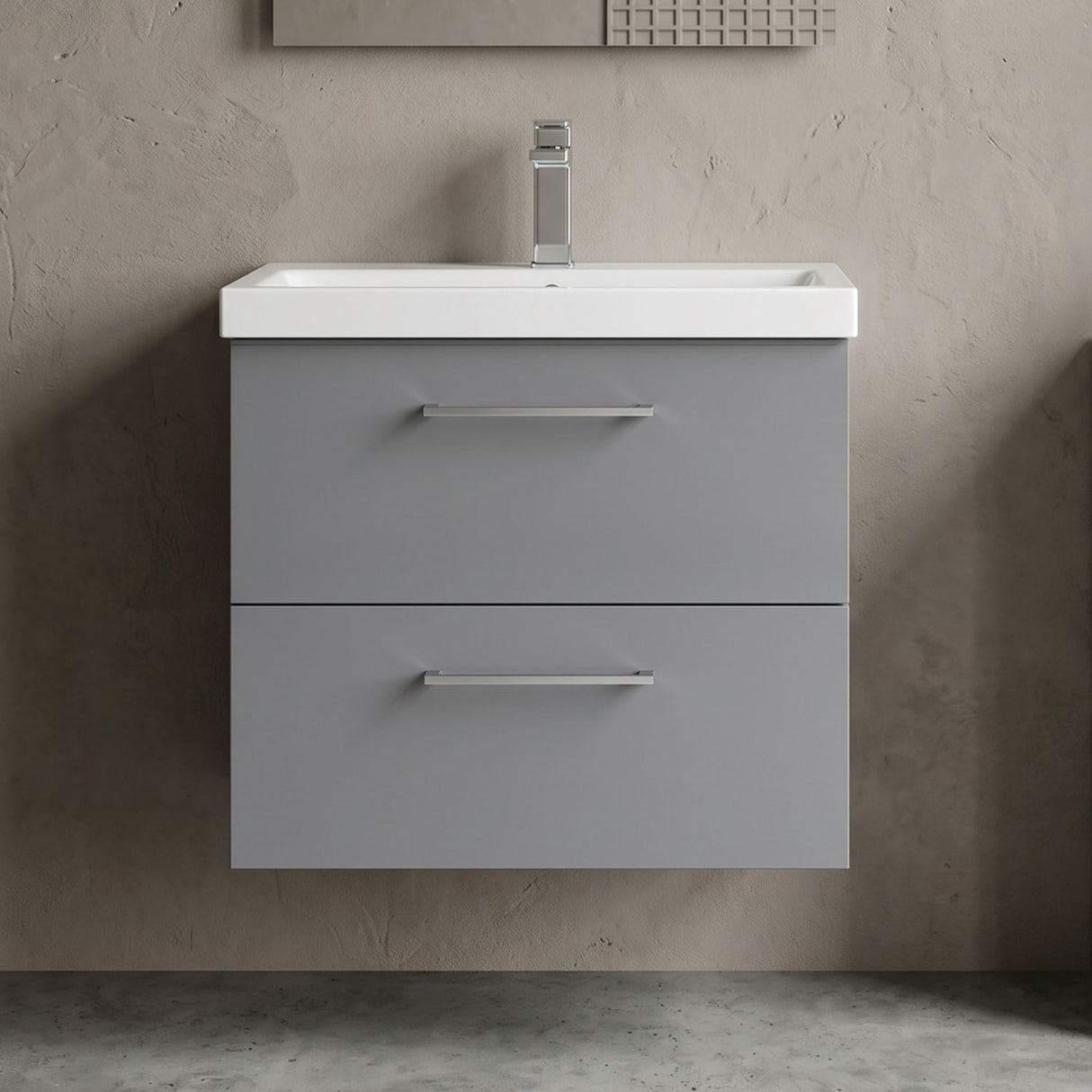 [BFLE2224A] Bramshall Wall Hung 2 Drawer Vanity Unit with Mid-Edge Ceramic Basin - Choice of Colour, Handle Finish and Size - Silo