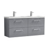 [BFLE2224C2] Balterley Level 1200mm Wall Hung 4-Drawer Vanity Unit with Double Basin for Modern Bathroom Storage - Gloss White - Cutout