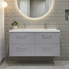 [BFLE2224C2] Balterley Level 1200mm Wall Hung 4-Drawer Vanity Unit with Double Basin for Modern Bathroom Storage - Gloss White - Silo
