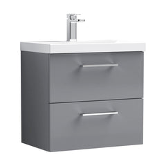 [BFLE2224D] Bramshall Contemporary 2 Soft Close Drawer Wall Hung Vanity Unit, Choice of Size/Basin Type/Colour - Cutout