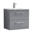 [BFLE2224G] Balterley  Modern Bathroom Wall Hung 2 Soft Close Drawer Vanity Unit & Curved Basin, Satin Grey, 600mm - Cutout