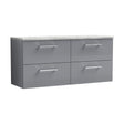 [BFLE2224LBG2] Balterley Level 1200mm Wall Hung 4 Drawer Vanity Unit & Laminate Worktop for Spacious Contemporary Bathroom Storage, Satin Grey - Cutout