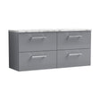 [BFLE2224LCM2] Balterley Level 1200mm Wall Hung 4 Drawer Vanity Unit & Laminate Worktop for Spacious Contemporary Bathroom Storage - Satin Grey - Cutout