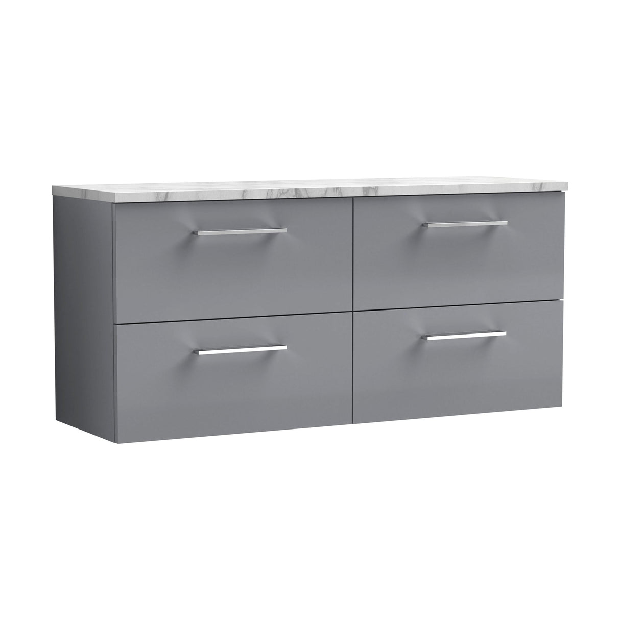 [BFLE2224LCM2] Balterley Level 1200mm Wall Hung 4 Drawer Vanity Unit & Laminate Worktop for Spacious Contemporary Bathroom Storage - Satin Grey - Cutout