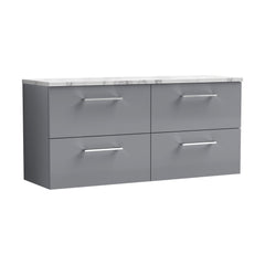 [BFLE2224LCM2] Balterley Level 1200mm Wall Hung 4 Drawer Vanity Unit & Laminate Worktop for Spacious Contemporary Bathroom Storage - Satin Grey - Cutout