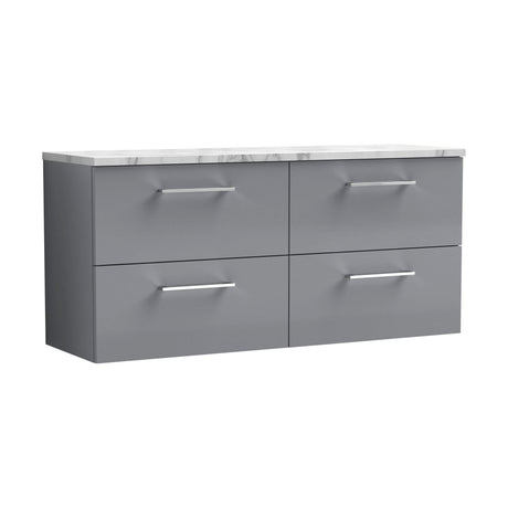[BFLE2224LCM2] Balterley Level 1200mm Wall Hung 4 Drawer Vanity Unit & Laminate Worktop for Spacious Contemporary Bathroom Storage - Satin Grey - Cutout