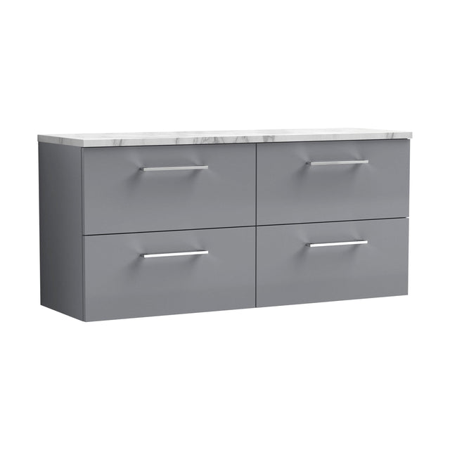 [BFLE2224LCM2] Balterley Level 1200mm Wall Hung 4 Drawer Vanity Unit & Laminate Worktop for Spacious Contemporary Bathroom Storage - Satin Grey - Cutout