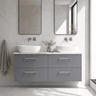 [BFLE2224LCM2] Bramshall Contemporary 4 Drawer Wall Hung Vanity Unit with Carrera Marble Laminate Worktop, 1200mm, Choice of Colour - Silo