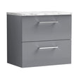 [BFLE2224LCM] Balterley Level 600mm Wall Hung 2 Drawer Vanity Unit with Laminate Worktop for Stylish Compact Bathroom Storage Satin Grey - Cutout