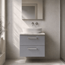 [BFLE2224LCM] Bramshall Contemporary 2 Drawer Wall Hung Vanity Unit with Carrera Marble Laminate Worktop, Choice of Size and Colour - Silo