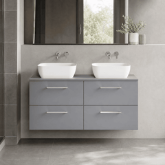 [BFLE2224W2] Bramshall Contemporary 4 Drawer Wall Hung Vanity Unit with Worktop, 1200mm, Choice of Colour