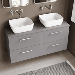 [BFLE2224W2] Bramshall Contemporary 4 Drawer Wall Hung Vanity Unit with Worktop, 1200mm, Choice of Colour