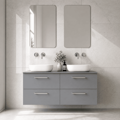 [BFLE2224W2] Bramshall Contemporary 4 Drawer Wall Hung Vanity Unit with Worktop, 1200mm, Choice of Colour - Silo