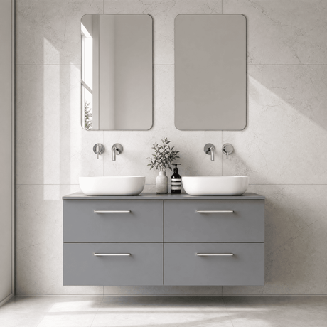 [BFLE2224W2] Bramshall Contemporary 4 Drawer Wall Hung Vanity Unit with Worktop, 1200mm, Choice of Colour - Silo