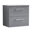 [BFLE2224W] Balterley Level Modern Bathroom 600mm Wall Hung 2 Soft Close Drawer Vanity Unit with Worktop, 557 x 605 x 383mm, Satin Grey - Cutout