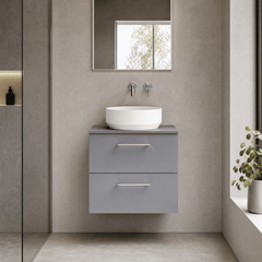 [BFLE2224W] Bramshall Contemporary 2 Soft Close Drawer Wall Hung Vanity Unit with Worktop, Choice of Size and Colour
