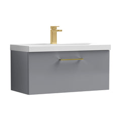 [BFLE2225AH017] Bramshall Wall Hung 1 Drawer Vanity Unit with Mid-Edge Ceramic Basin - Choice of Colour, Handle Finish and Size - Cutout