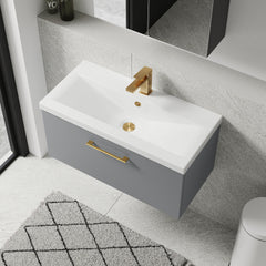 [BFLE2225AH017] Bramshall Wall Hung 1 Drawer Vanity Unit with Mid-Edge Ceramic Basin 800mm - Lifestyle 2