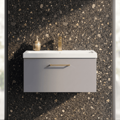 [BFLE2225AH017] Bramshall Wall Hung 1 Drawer Vanity Unit with Mid-Edge Ceramic Basin 800mm - Studio Shot