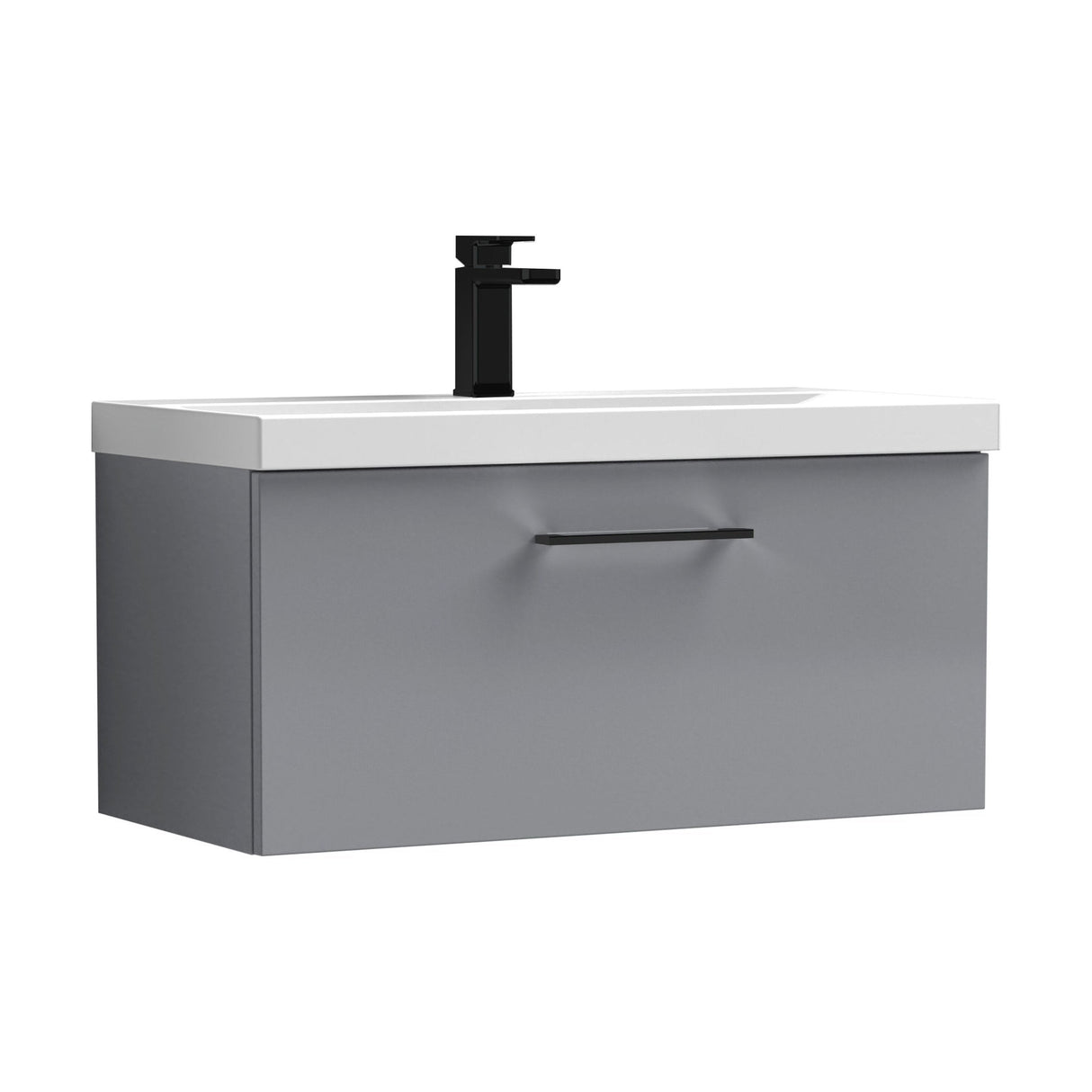 [BFLE2225AH018] Bramshall Wall Hung 1 Drawer Vanity Unit with Mid-Edge Ceramic Basin - Choice of Colour, Handle Finish and Size - Cutout