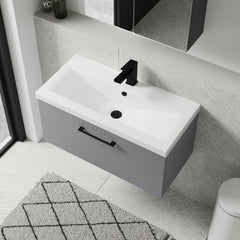 [BFLE2225AH018] Bramshall Wall Hung 1 Drawer Vanity Unit with Mid-Edge Ceramic Basin 800mm - Lifestyle 2