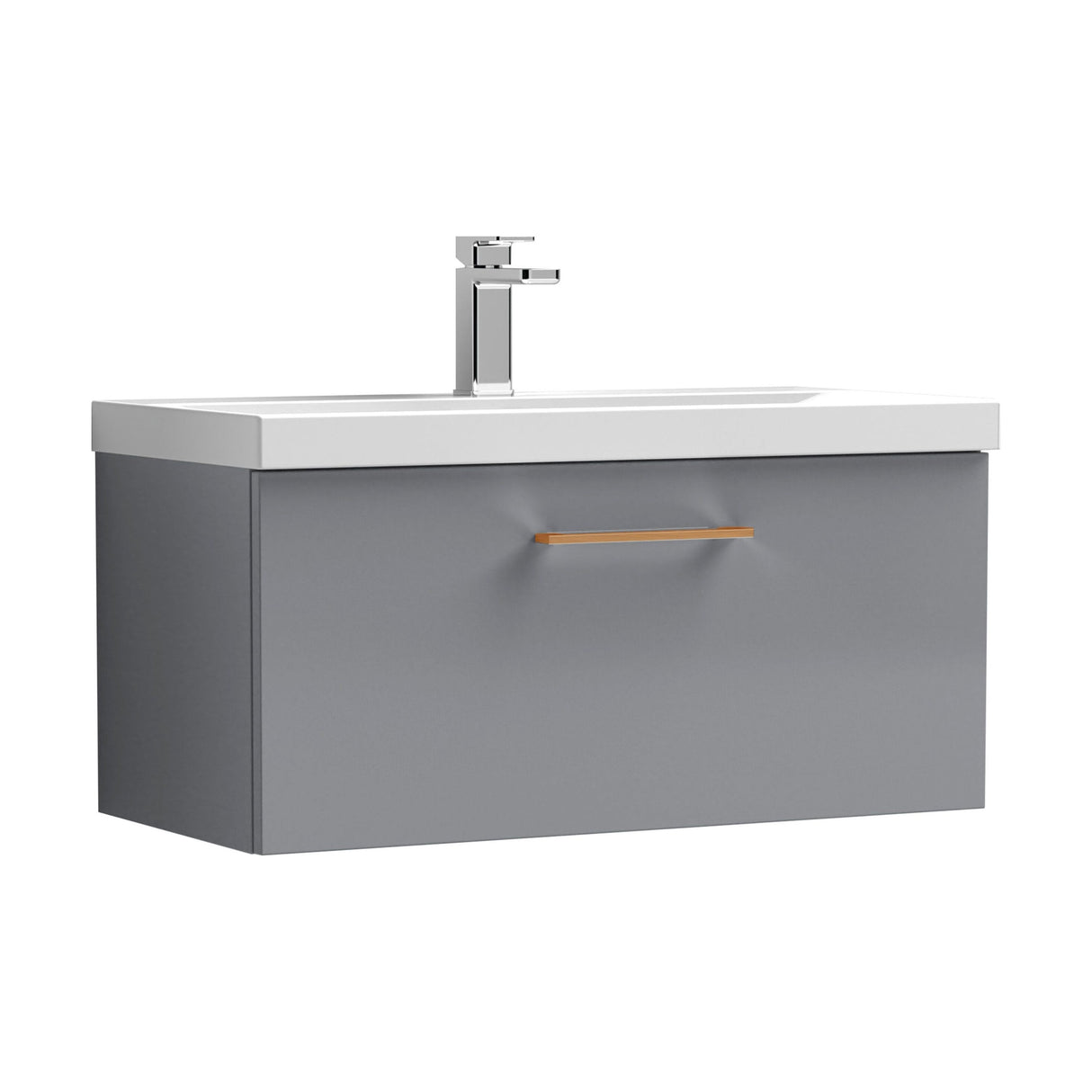 [BFLE2225AH019] Bramshall Wall Hung 1 Drawer Vanity Unit with Mid-Edge Ceramic Basin - Choice of Colour, Handle Finish and Size - Cutout