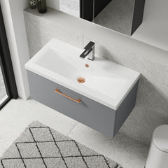 [BFLE2225AH019] Bramshall Wall Hung 1 Drawer Vanity Unit with Mid-Edge Ceramic Basin 800mm - Lifestyle 2