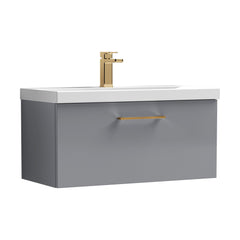 [BFLE2225AH1516] Bramshall Wall Hung 1 Drawer Vanity Unit with Mid-Edge Ceramic Basin - Choice of Colour, Handle Finish and Size - Cutout