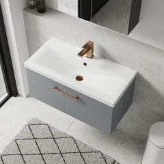 [BFLE2225AH1516] Bramshall Wall Hung 1 Drawer Vanity Unit with Mid-Edge Ceramic Basin 800mm - Lifestyle 2