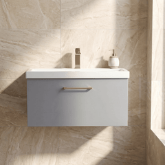 [BFLE2225AH1516] Bramshall Wall Hung 1 Drawer Vanity Unit with Mid-Edge Ceramic Basin 800mm - Studio Shot