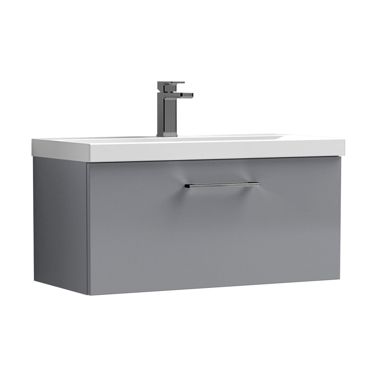 [BFLE2225AH716] Bramshall Wall Hung 1 Drawer Vanity Unit with Mid-Edge Ceramic Basin - Choice of Colour, Handle Finish and Size - Cutout