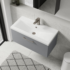 [BFLE2225AH716] Bramshall Wall Hung 1 Drawer Vanity Unit with Mid-Edge Ceramic Basin 800mm - Lifestyle 2