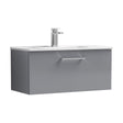 [BFLE2225B] Balterley  Modern Bathroom 1 Soft Close Drawer & Minimalist Wall Hung Vanity Unit Basin, Satin Grey, 435mm - Cutout