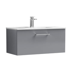 [BFLE2225B] Balterley  Modern Bathroom 1 Soft Close Drawer & Minimalist Wall Hung Vanity Unit Basin, Satin Grey, 435mm - Cutout