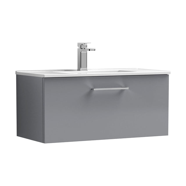 [BFLE2225B] Balterley  Modern Bathroom 1 Soft Close Drawer & Minimalist Wall Hung Vanity Unit Basin, Satin Grey, 435mm - Cutout
