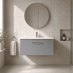 [BFLE2225B] Bramshall Contemporary 1 Soft Close Drawer Wall Hung Vanity Unit, Choice of Size/Basin Type/Colour - Silo