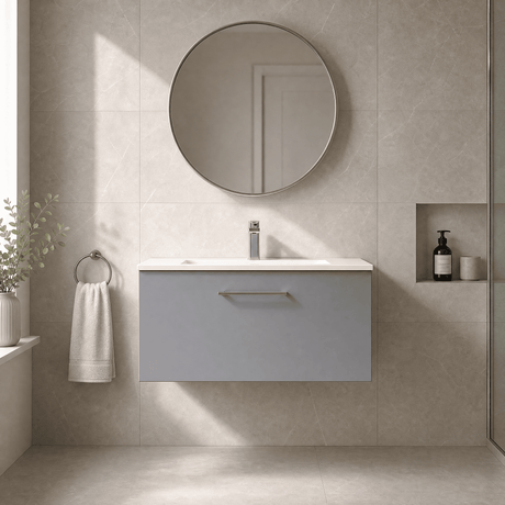 [BFLE2225B] Bramshall Contemporary 1 Soft Close Drawer Wall Hung Vanity Unit, Choice of Size/Basin Type/Colour - Silo